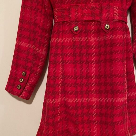 NWOT Cabi Red Plaid Check Evita Coat - Picture 8 of 9